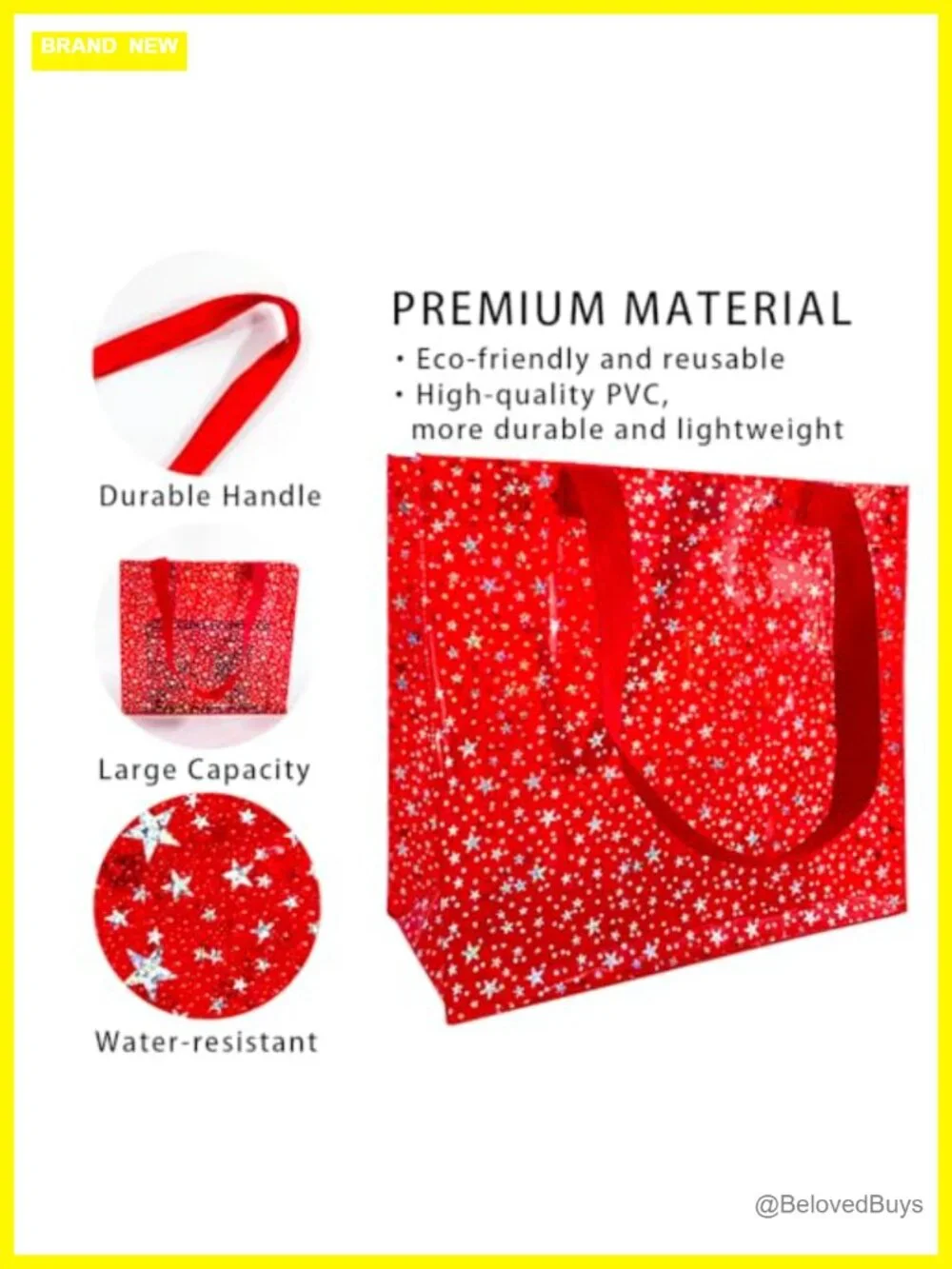 Clear Printed Star PVC Waterproof Tote Bag - Versatile Work & Shopping Shoulder